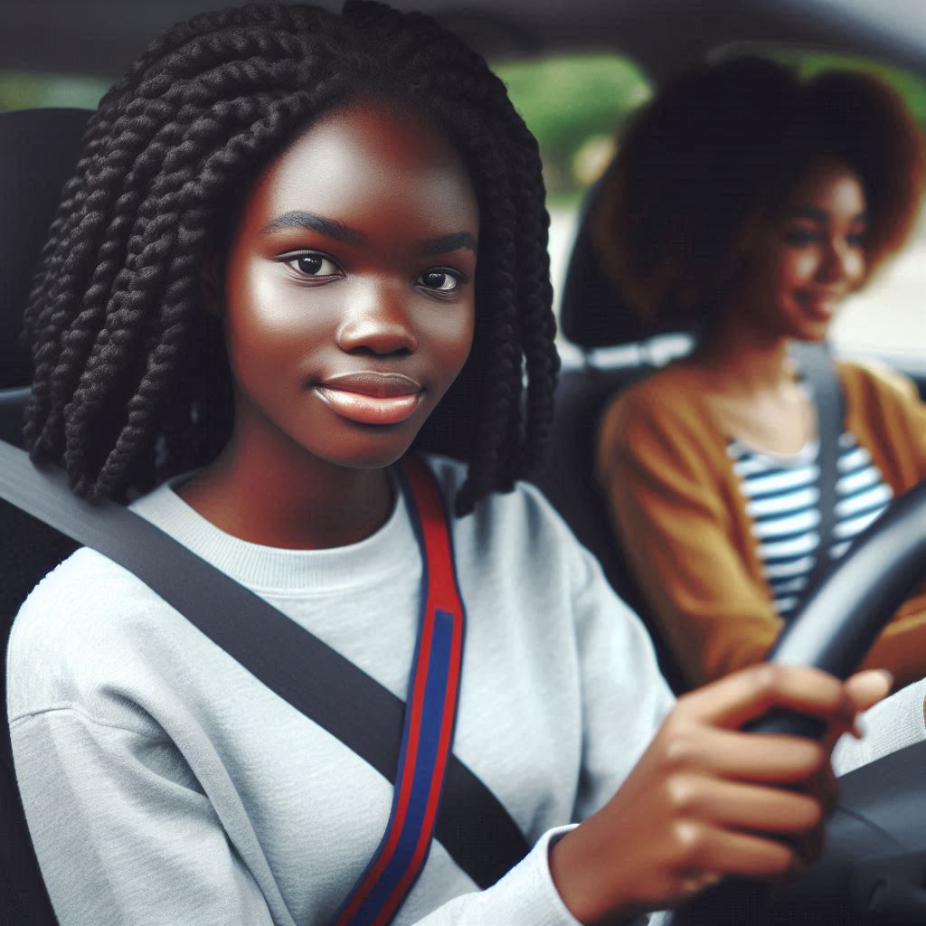 African female students learning to drive